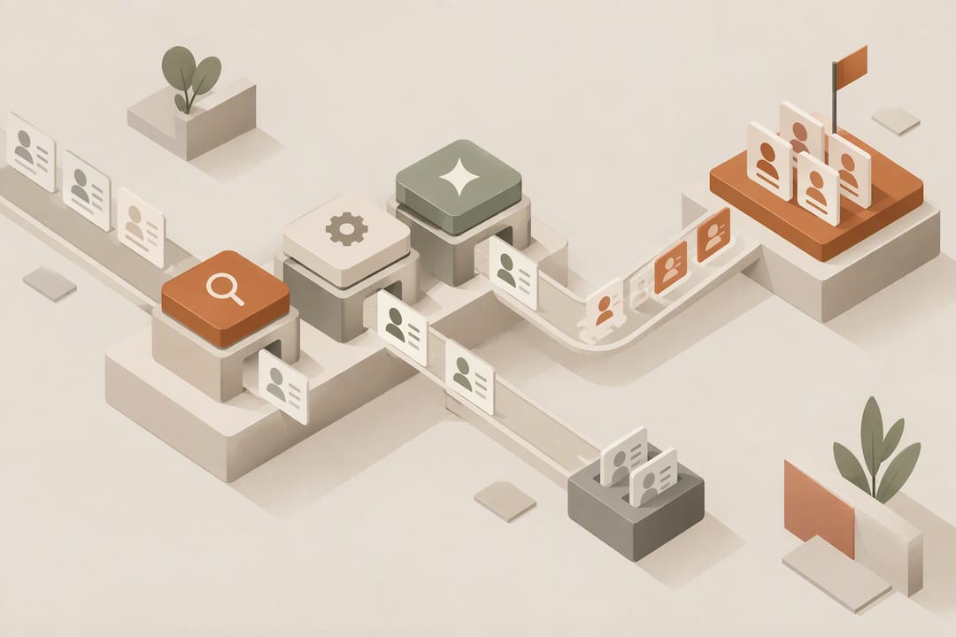 Isometric agentic CRM workflow title card
