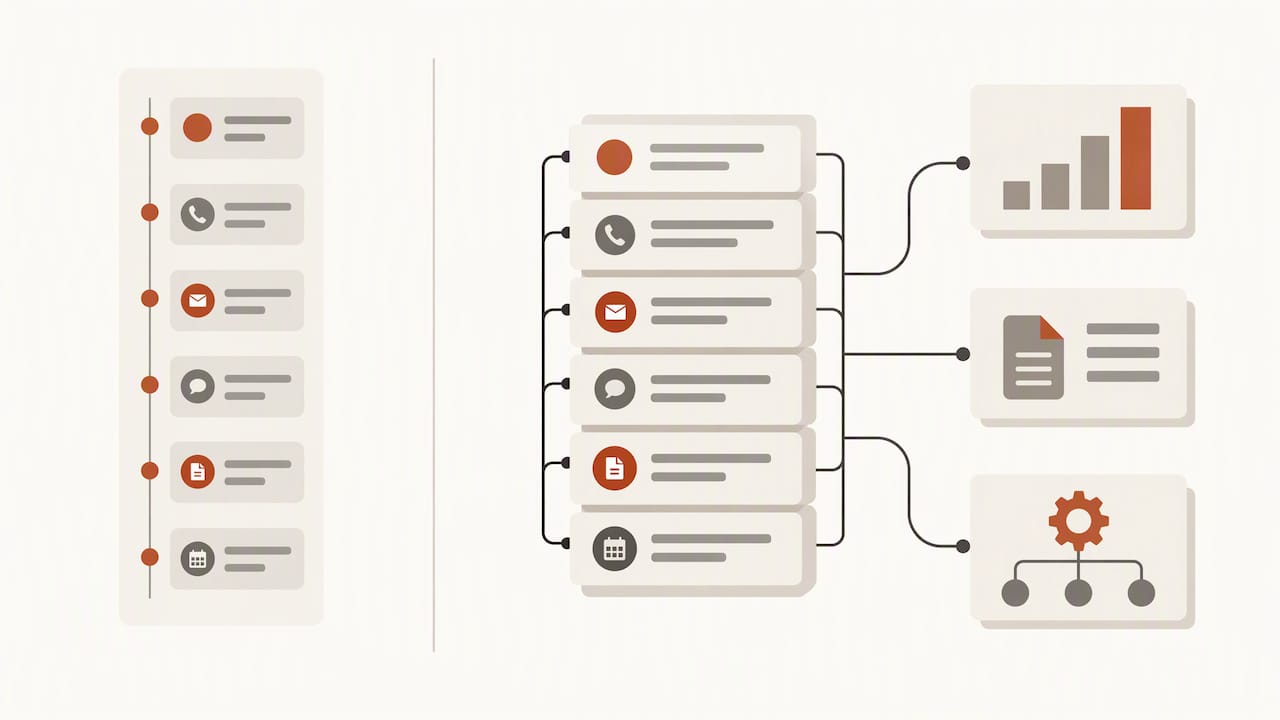 Timeline-only storage beside connected CRM records