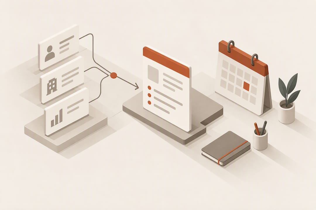 Isometric illustration of AI meeting preparation