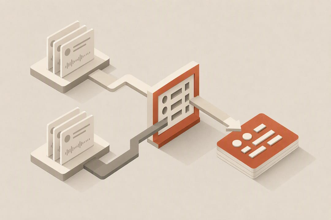 Isometric call summary workflow title card